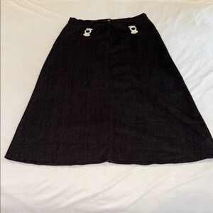 Long Skirt Black Midi A-Line Corduroy Rhinestones on Beltloops Women's Size 3